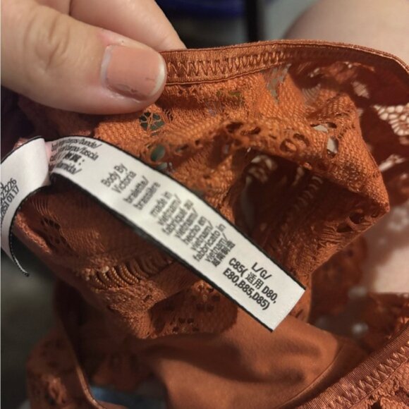 Victoria's Secret Rust Long Line Plunge Deep V Crop Lace Bralette Bra - Picture 6 of 8